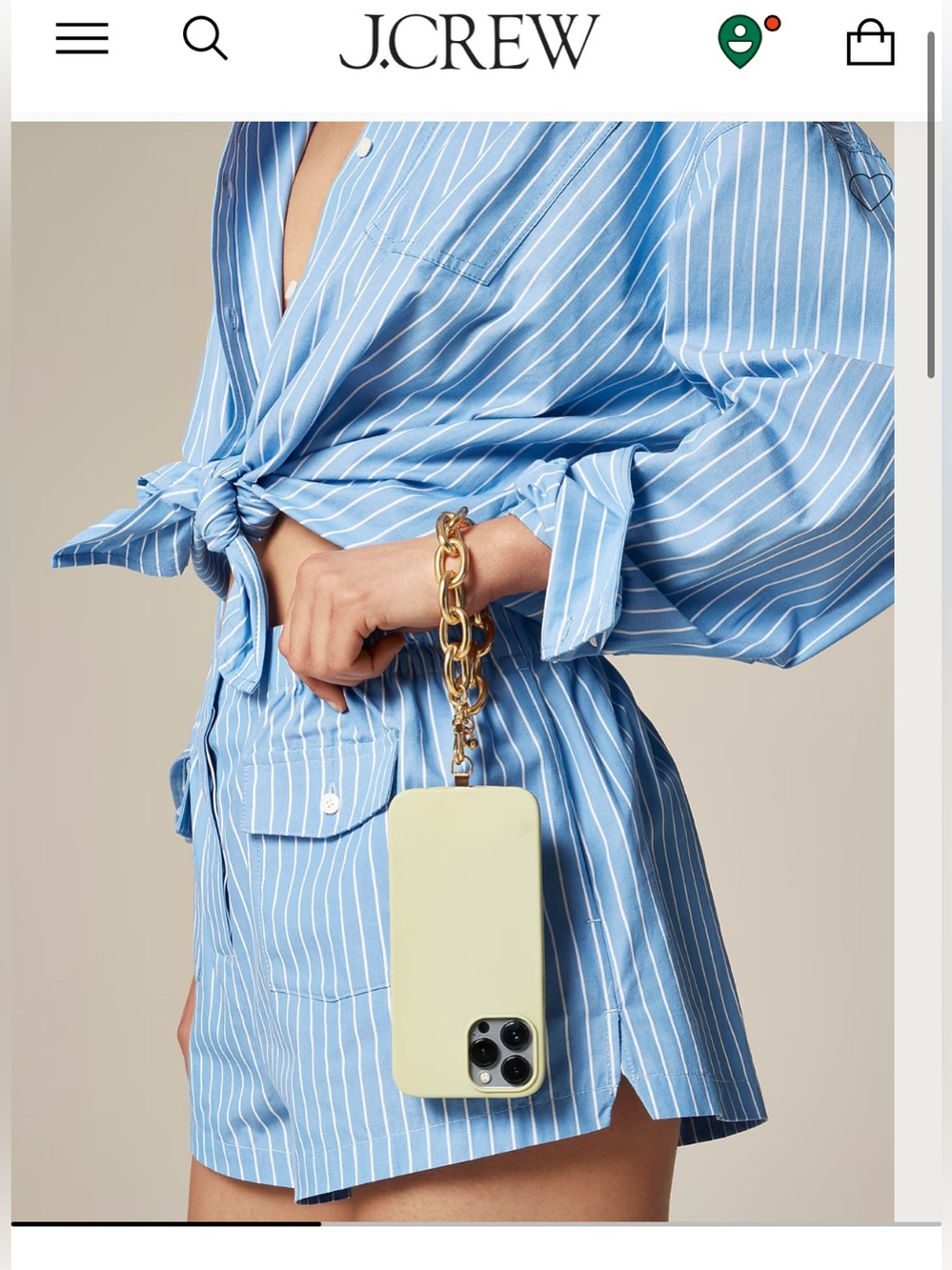 NWT J Crew gold Metallic link phone chain w/ logo pouch, 12 1/2” msrp $50